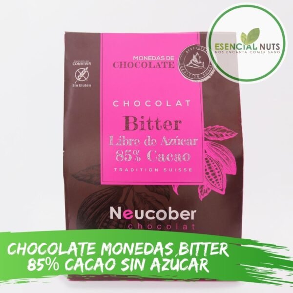 monedas de chocolate bitter 85% cacao sin azúcar