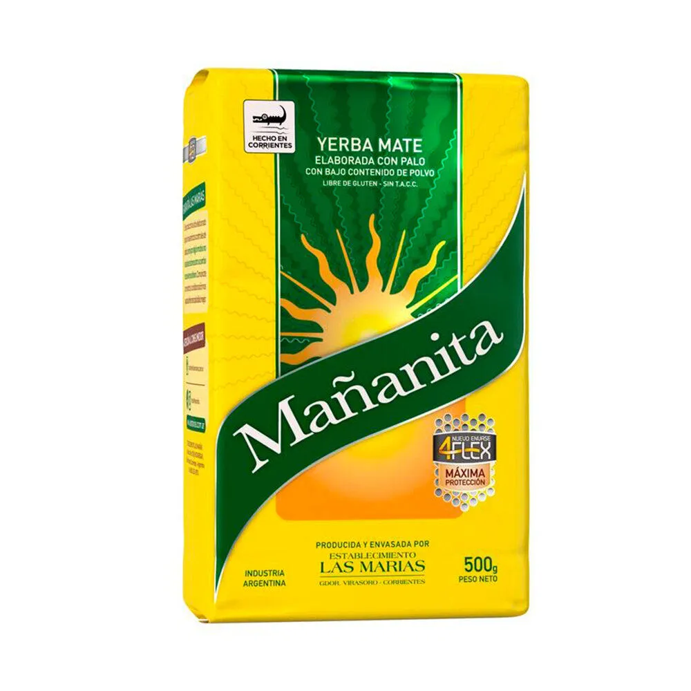 Yerba Mate Mañanita con palo bajo en polvo x 500 gr